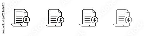 File invoice icon. Simple outline style pack on white background. Suitable for Graphic designs