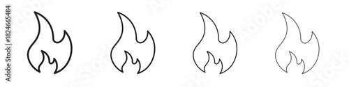 Flame icon. Simple outline style pack on white background. Suitable for Graphic designs