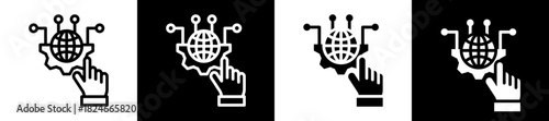 Digital Transformation Icon Set In Black And White Filled Style Collection 