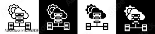 Data Integration Icon Set In Black And White Filled Style Collection 