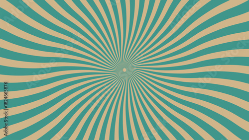 Teal and Beige Spiral Optical Illusion Vector Background