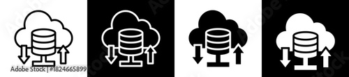 Cloud Server Icon Set In Black And White Filled Style Collection 