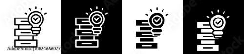 Data Solution Icon Set In Black And White Filled Style Collection 