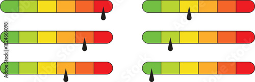 Multicolor Bar Indicators with Pointer Scale Vector Illustration
