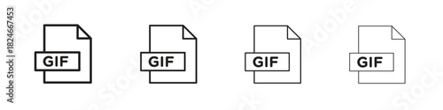 Gif icon. Simple outline style pack on white background. Suitable for Graphic designs