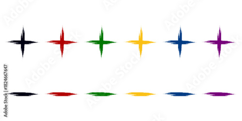 Plus and minus icon drawn with a brush in different colors.