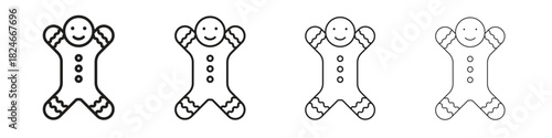 Gingerbread man icon. Simple outline style pack on white background. Suitable for Graphic designs
