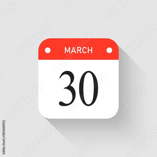 Vector icon page day calendar - 30 March month