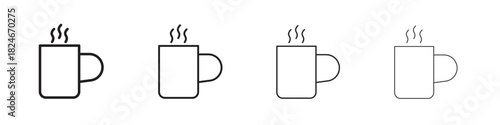 Hot coffee Mug icon. Simple outline style pack on white background. Suitable for Graphic designs