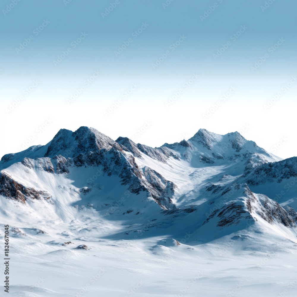Obraz premium Majestic snow-covered mountain range under clear blue sky