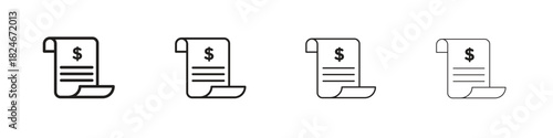 Invoice icon. Simple outline style pack on white background. Suitable for Graphic designs