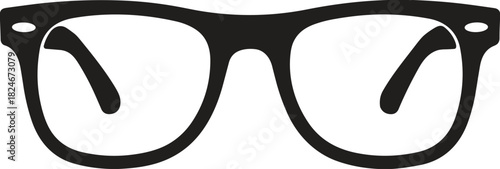 Classic Eyeglasses Silhouette Icon Vector Graphic Black and White Illustration for Vision Optometry Hipster Style Nerd Fashion Accessory Education Intelligence Reading Design Element