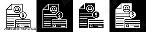 Saving Account Icon Set In Black And White Filled Style Collection  