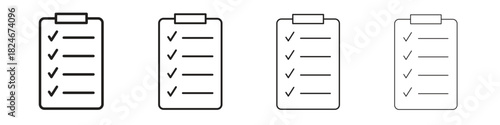 List check icon. Simple outline style pack on white background. Suitable for Graphic designs