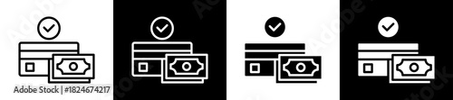 Payment Method Icon Set In Black And White Filled Style Collection  