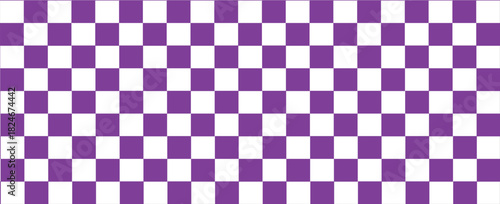 vector of panorama of purple and white chessboard background. pattern for fashion, border, cloth, flag, wrapping paper, cover skin, table cloth, scene. flag.