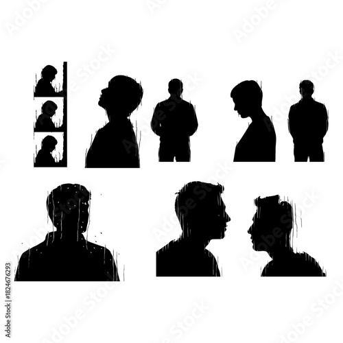 Reflective silhouette of a person gazing out a window, rain streaking down, evoking introspection or melancholy.