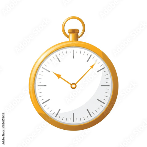 Golden Pocket Watch With White Face And Orange Hands clock time