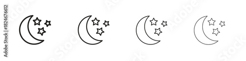 Moon stars icon. Simple outline style pack on white background. Suitable for Graphic designs
