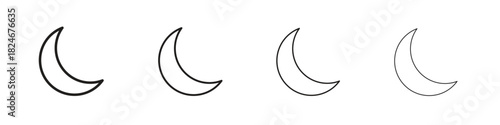 Moon icon. Simple outline style pack on white background. Suitable for Graphic designs