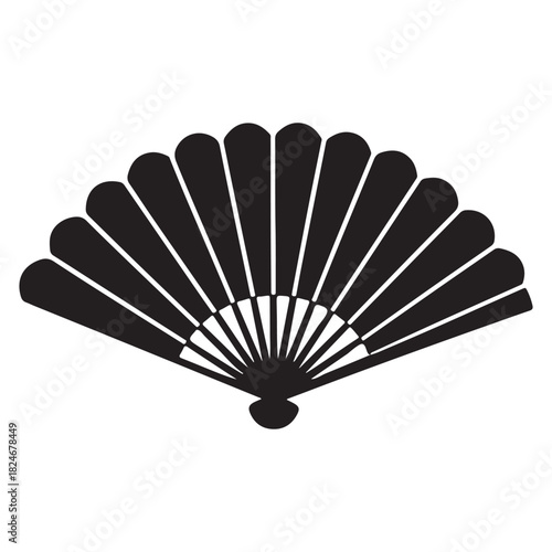 Black Silhouette of a Japanese Folding Fan japanese fan