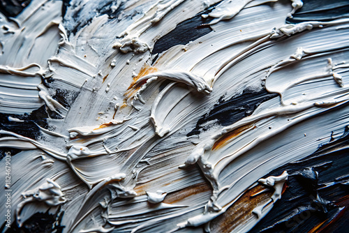 Abstract Thick Oil Paint Texture in White and Black