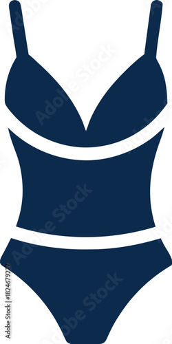 Swimsuit vector icon one-piece female silhouette halter top on white background