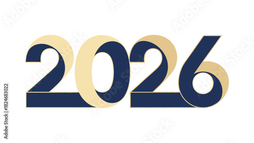 A ribbon-style “2026” digits with clean sharp vector lines.