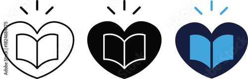 Heart shape with book symbolizing education learning care book lover