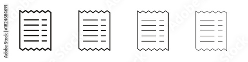 Receipt icon. Simple outline style pack on white background. Suitable for Graphic designs