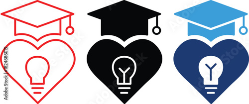 Heart shape with graduation cap symbolizing a passion for education and innovative ideas 