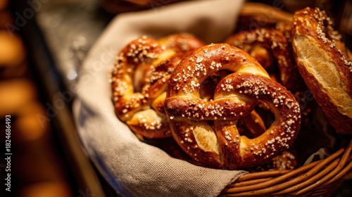 Close-Up of Pretzels in a Basket