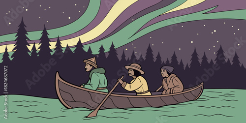 Voyageurs night canoe northern lights