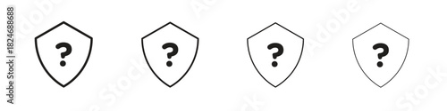Shield interrogation icon. Simple outline style pack on white background. Suitable for Graphic designs