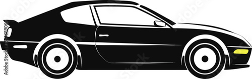 Classic coupe car silhouette on white background