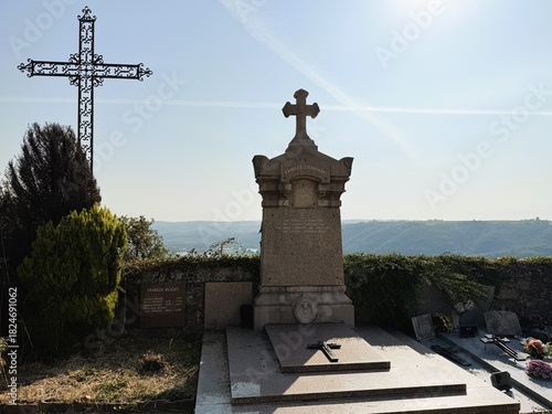 Peaceful gravesite with panoramic valley view