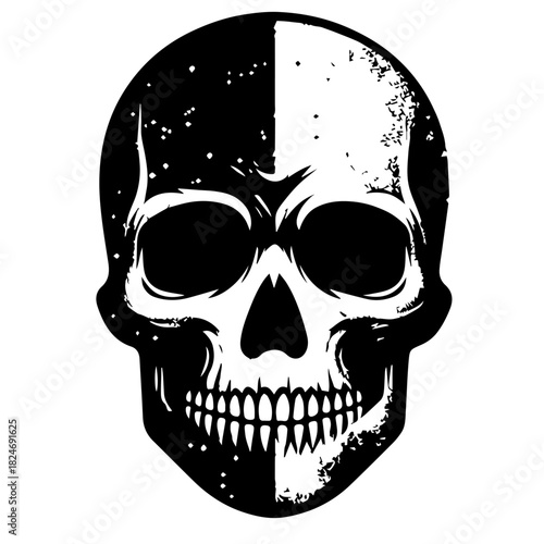 
Black & white vector silhouette of Horror Skull Mask on white background