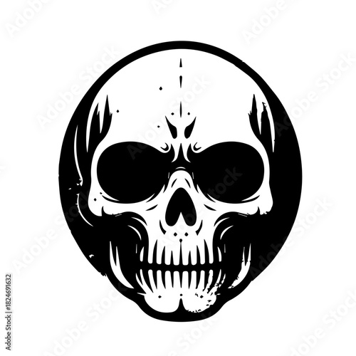 
Black & white vector silhouette of Horror Skull Mask on white background