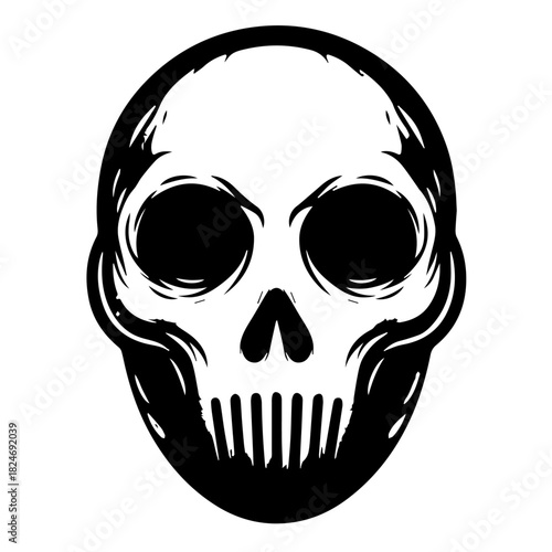 
Black & white vector silhouette of Horror Skull Mask on white background