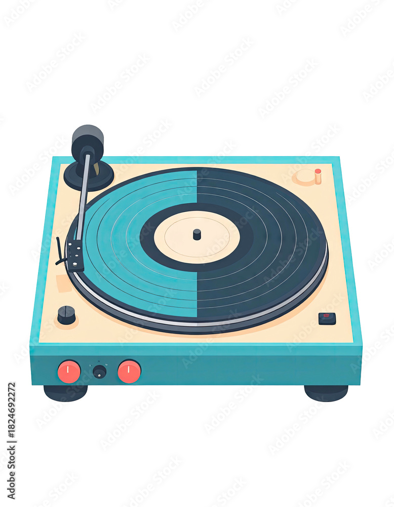 Fototapeta premium Retro vintage record player device for playing vinyl music.
