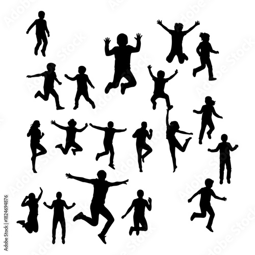 Playful silhouette of someone jumping or skipping, expressing childlike joy or lightheartedness.