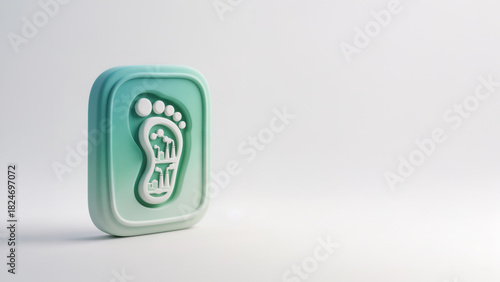 Abstract Icon of Carbon Footprint  in Minimalist Soft Neumorphic 3D Design	