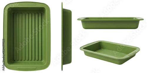 Olive Green Baking Pan Collection Kitchenware Cookware Food Prep Bake Roasting Serving on transparent background