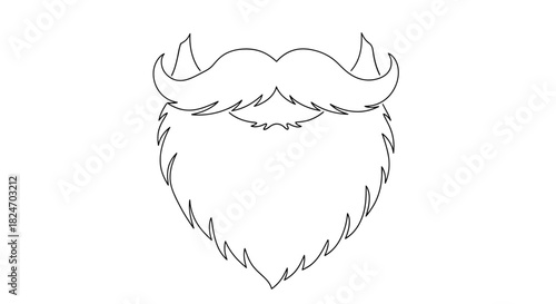 Stylized line art illustration of a beard and mustache perfect for graphic design and illustration