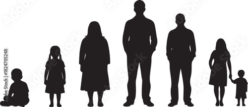 Diverse Silhouettes Representing Different Ages and Genders of People