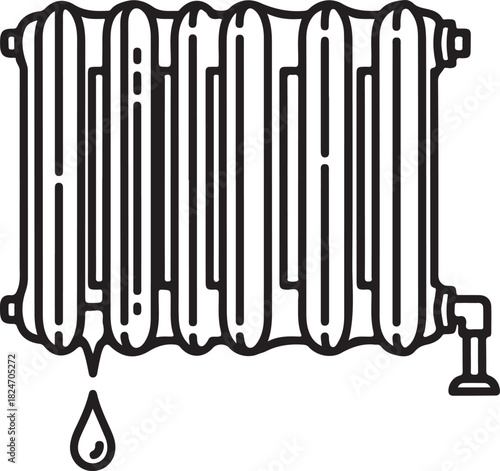 Dripping Radiator Icon: Heating System Leak or Condensation Symbol