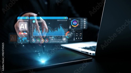 Wallpaper Mural AI Assistant Brain Processor with LLM Technology, Big Data, Machine Learning, Generative AI for Business Support, Future Agentic AI Technology and Artificial Intelligence Prompt Engineering. Elide Torontodigital.ca