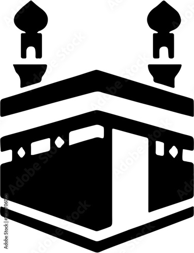 White and nlack icon Kaaba Baitullah Mecca
