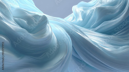 Stunning flowing abstract waves in serene blue tones evoke tranquility and modern design, perfect for backgrounds or creative projects, adding a touch of elegance and sophistication