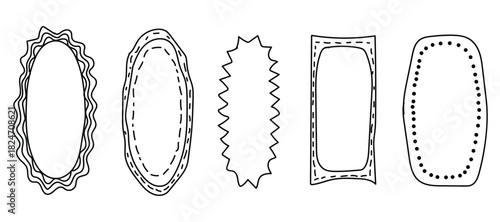Set of hand drawn frames isolated on transparent background